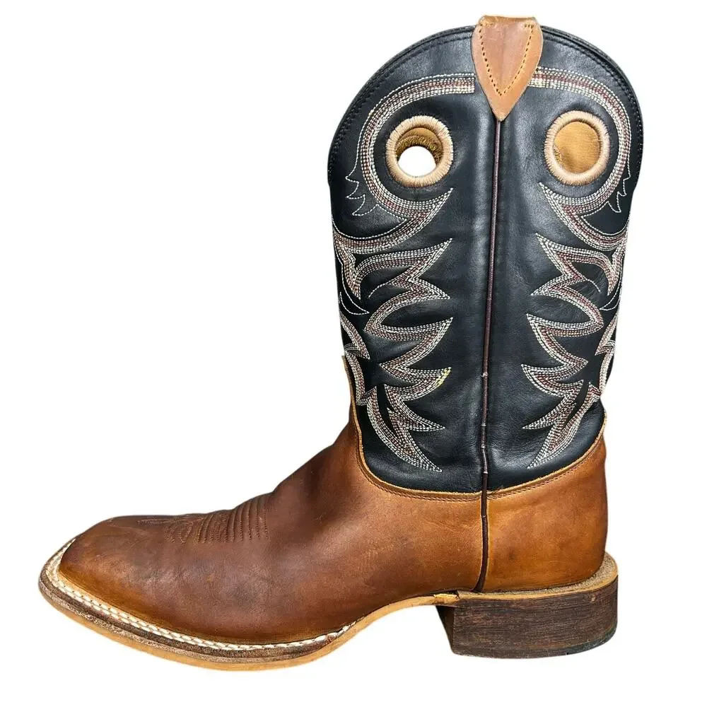 Justin Men’s Bent Rail Caddo Brown Leather Western Cowboy Boots Size US 11.5 D